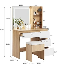 gaomon Vanity Desk Mirror and Lights - Modern Makeup Dressing Table for Bedrooms, Apartments, Easy to Assemble
