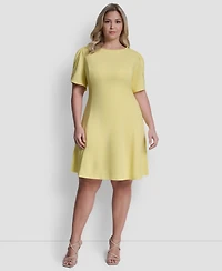 Dkny Plus Tulip Sleeve Fit And Flare Jewel Neck Short Dress
