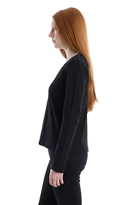 Wilt Clothing Women's V-Neck Long Sleeve Mixed Media Tee