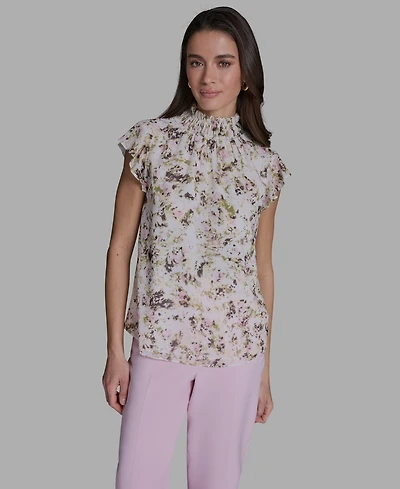 Bcbg Women's Ruffle-Sleeve Mock Neck Blouse