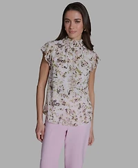 Bcbg Women's Ruffle-Sleeve Mock Neck Blouse