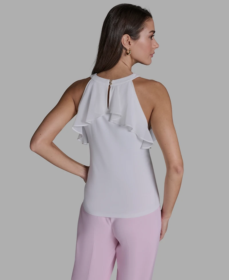 Bcbg Women's Halter Neck Ruffle Tank Top