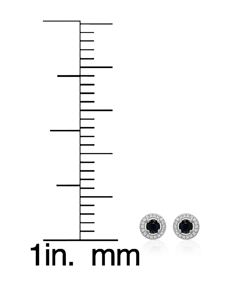 Macy's 3-Pc. Emerald (0.54 ct. t.w.), Ruby & Sapphire (0.68 ct. t.w.), White Topaz (0.86 ct. t.w.) Round Halo Stud Earrings Set in Sterling Silver