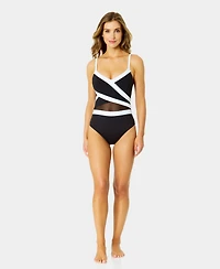 Anne Cole Women's Colorblock Mesh Insert One-Piece Swimsuit