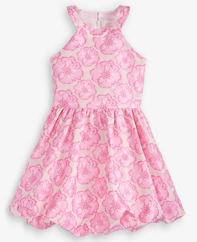 Rare Editions Girls' 7-16 Floral Jacquard Halter Sleeveless Dress