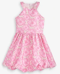 Rare Editions Girls' 7-16 Floral Jacquard Halter Sleeveless Dress