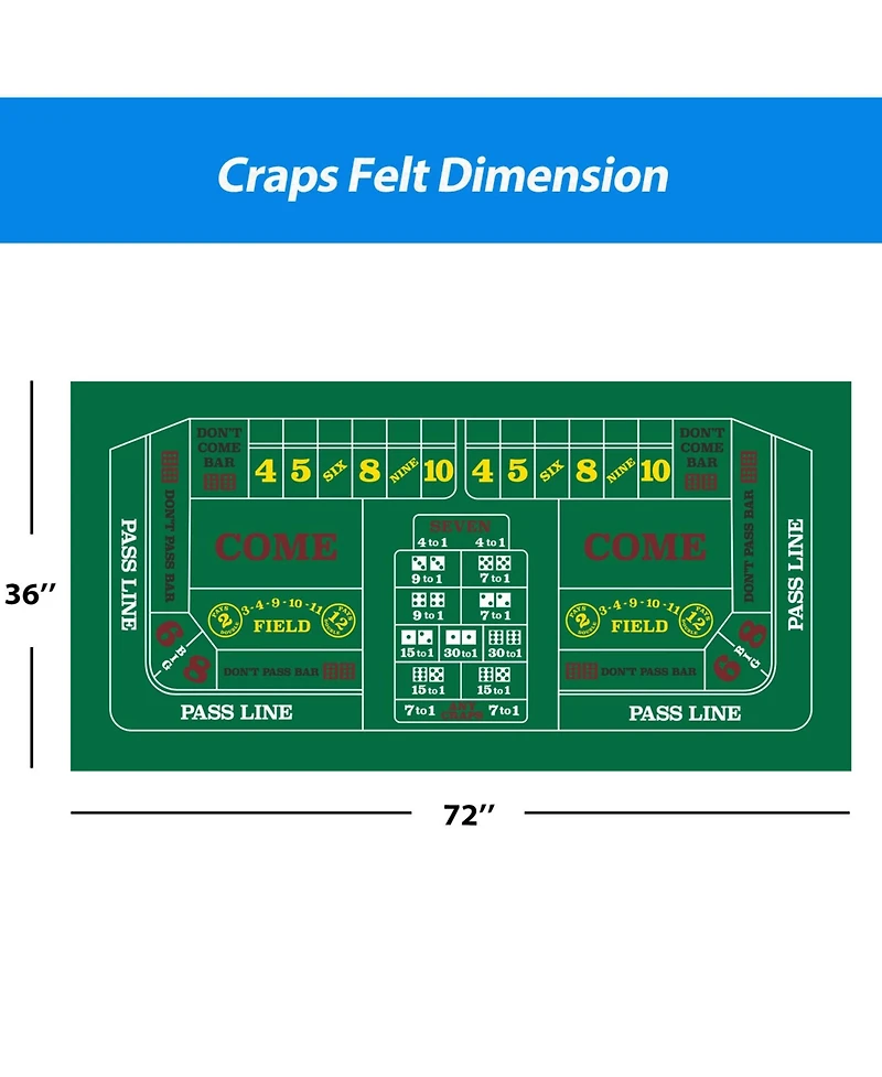Gse Games & Sports Expert Texas Hold'em Poker Layout Felt with Instructions, Las Vegas Style Game Tabletop Mat