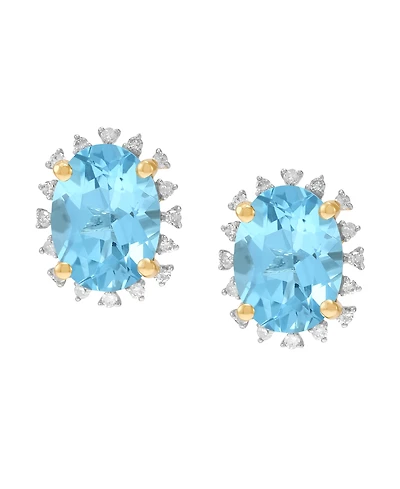 Macy's Blue Topaz ( 2-3/4 ct. t.w.) & Diamond (1/10 Stud Earrings 10k Yellow Gold (Also Available Amethyst, Peridot, Garnet, Citrine)