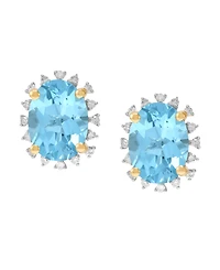 Macy's Blue Topaz ( 2-3/4 ct. t.w.) & Diamond (1/10 Stud Earrings 10k Yellow Gold (Also Available Amethyst, Peridot, Garnet, Citrine)
