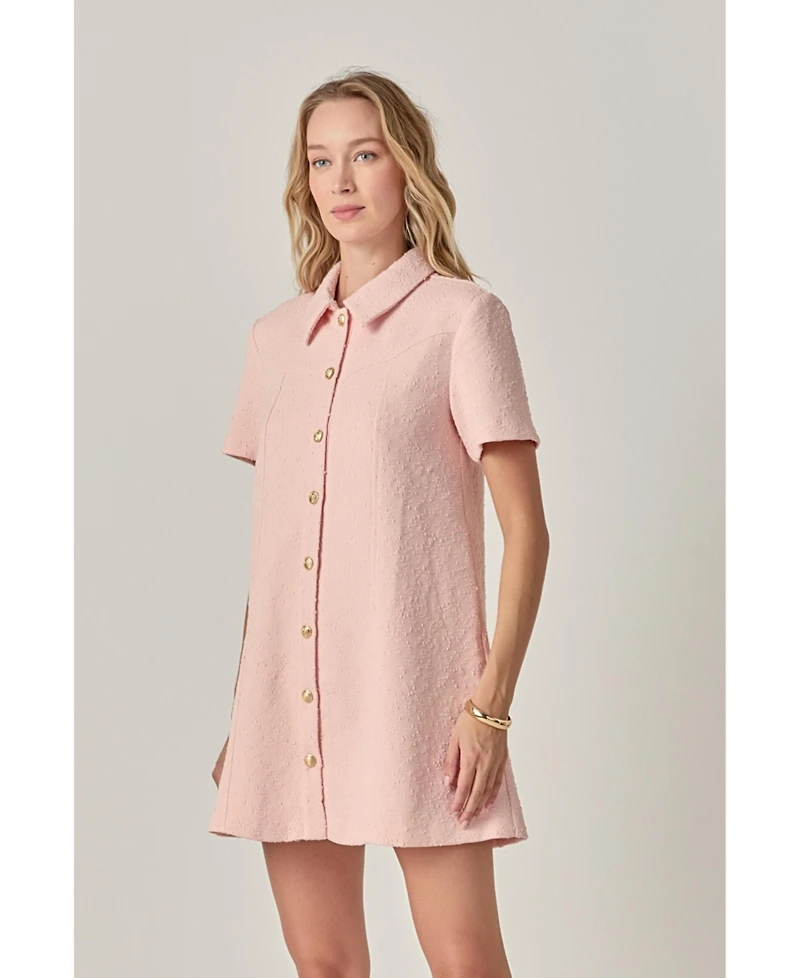 English Factory Women's Textured Shirt Mini Dress