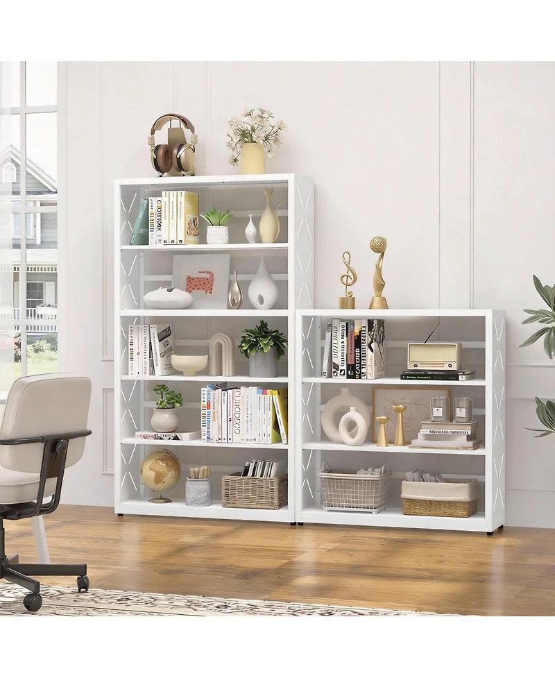 Yigii 5-Tier Metal Bookcase with Adjustable Shelves for Living Room, Study, Kitchen