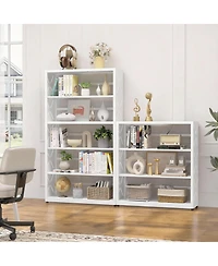 Yigii 5-Tier Metal Bookcase with Adjustable Shelves for Living Room, Study, Kitchen