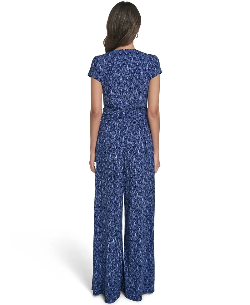 Vince Camuto Petite Shirred Front V-Neck Jumpsuit