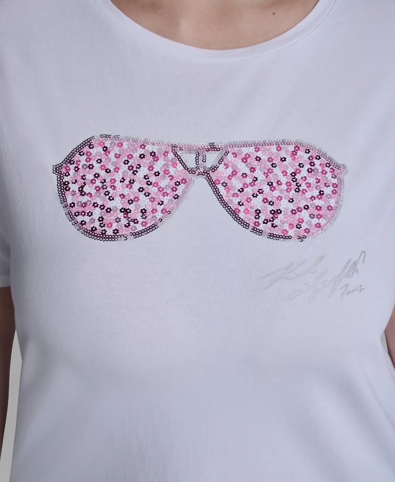 Karl Lagerfeld Paris Plus Short-Sleeve Crew Neck Top