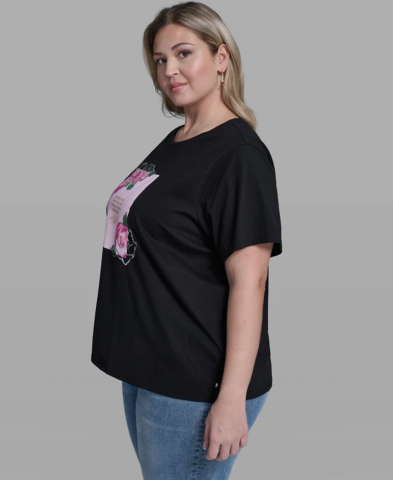 Karl Lagerfeld Paris Plus Size Short-Sleeve Crew Neck Top
