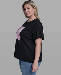 Karl Lagerfeld Paris Plus Size Short-Sleeve Crew Neck Top