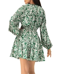 Ivonne Women's Baroque Print Mini Dress with Belted Waist