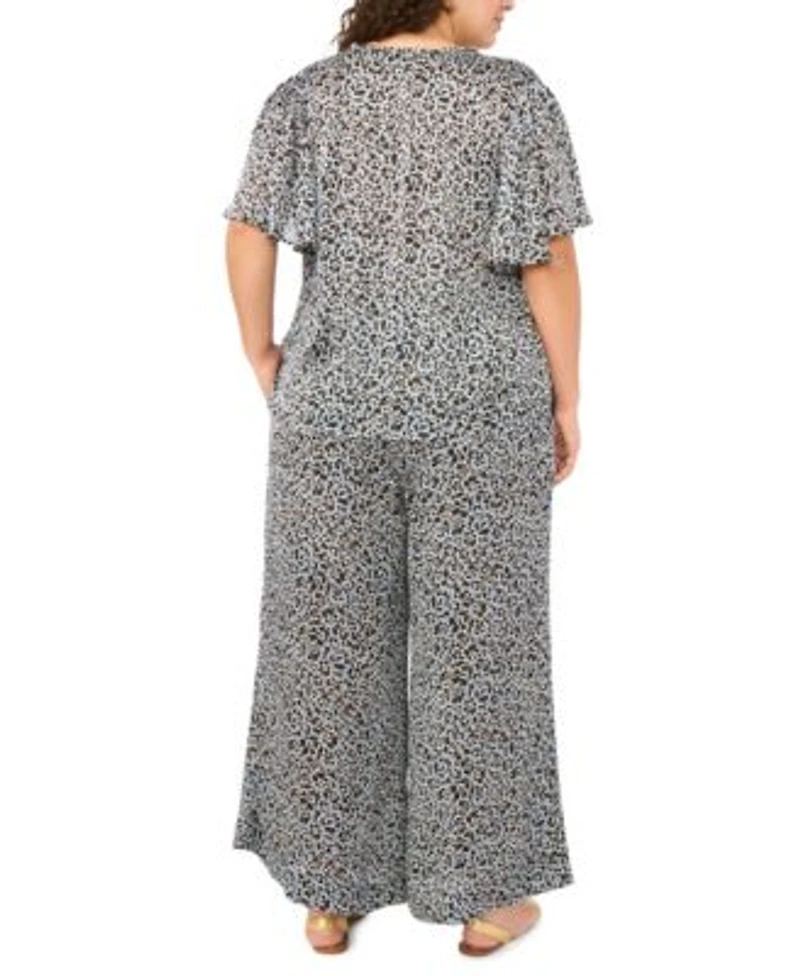 Vince Camuto Tie Neck Princess Sleeve Blouse Wide Leg Pants With Pockets