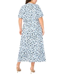 Vince Camuto Plus V-Neck Puff Sleeve Maxi Dress