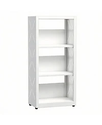Yigii Adjustable Metal Bookshelf with 3-Side Protection - White