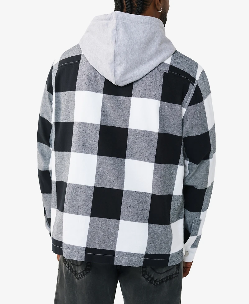 True Religion Men's Hooded Flannel Shirt