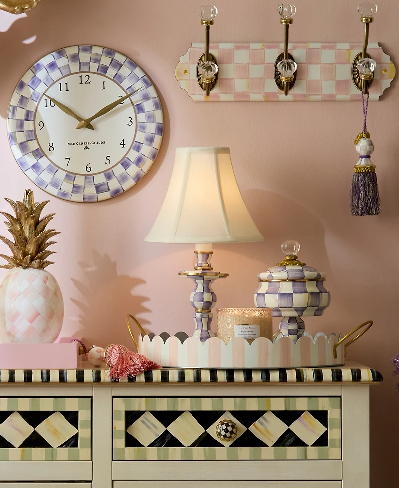 MacKenzie-Childs Violet Check Handmade Curiosity Pot