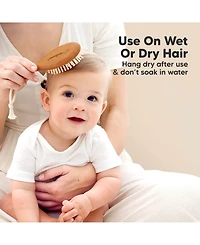 KeaBabies Baby Hair Brush and Comb Set, Oval Wooden Set for Newborns, Infant, Toddler Grooming Kit