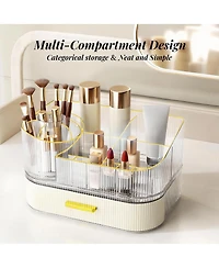 Yigii Large Capacity Makeup Organizer with 360° Silent Rotation & Stackable Drawers