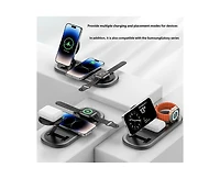 Risokeys Foldable Wireless Charger - 3-in-1 Wireless Charger with Magnetic Phone,Watch and Earphone Charging Station for Desktop