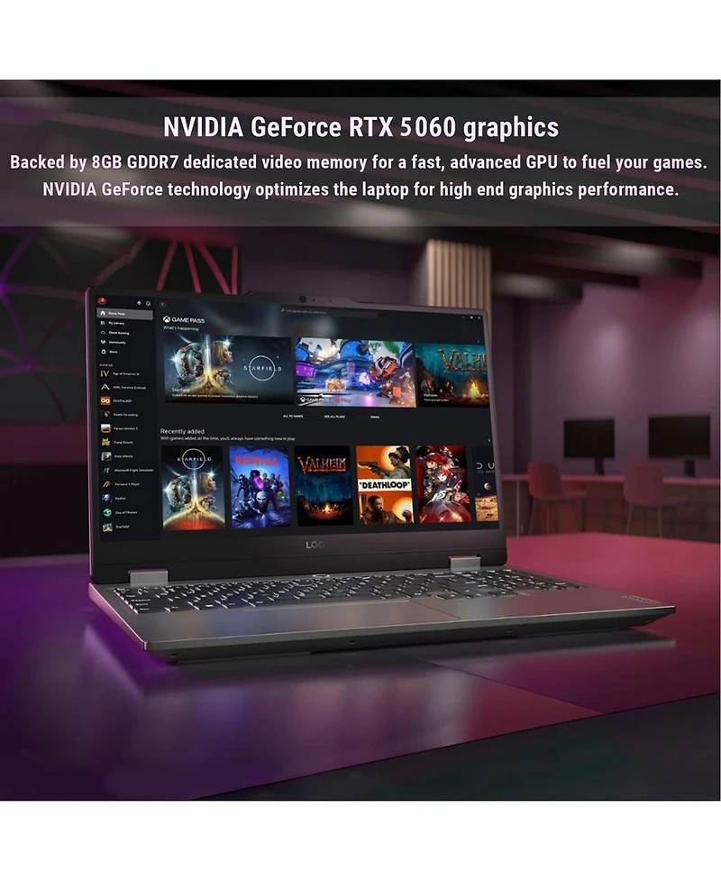 Lenovo Loq 15.6" Gaming Traditional Laptop Amd Ryzen 7 250 16GB Ram Nvidia GeForce Rtx 5060 512GB Ssd Storage Windows 11 Home Fhd 144Hz - Grey
