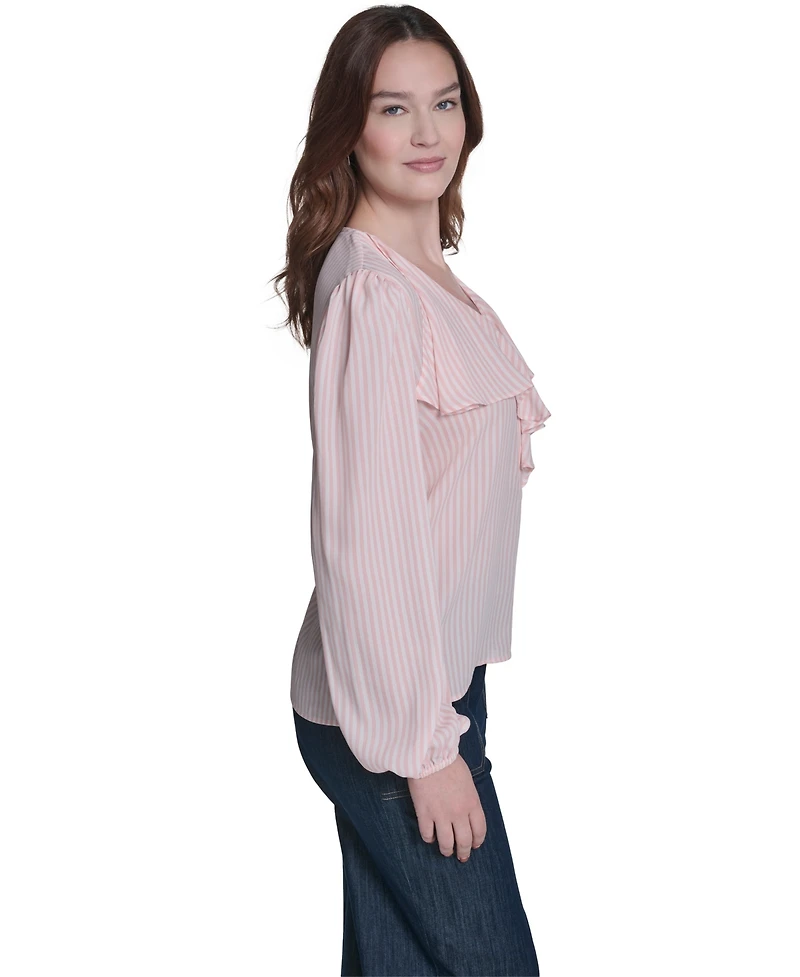 Tommy Hilfiger Women's Striped Ruffle Blouse