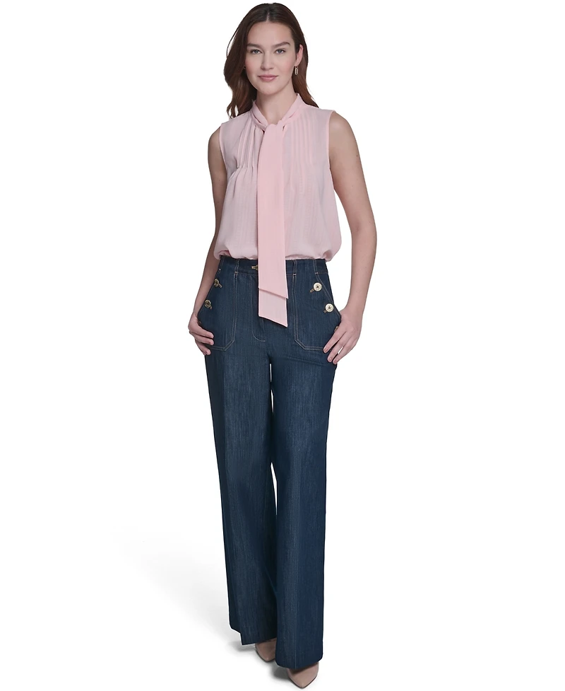 Tommy Hilfiger Women's Sleeveless Tie Neck Blouse