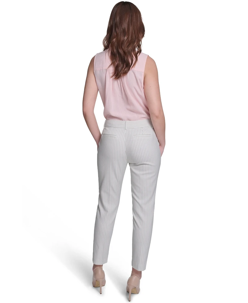 Tommy Hilfiger Women's Slim Fit Pinstripe Mid Rise Pants