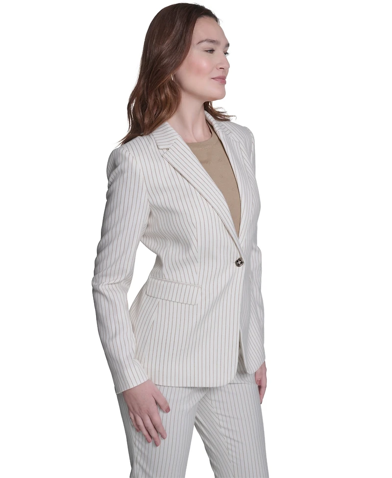 Tommy Hilfiger Women's Slim Fit Notch Collar Pinstripe Blazer