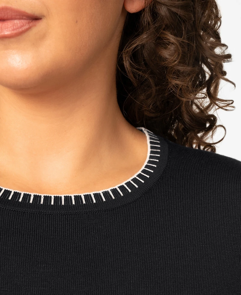 Melissa Paige Plus Whip Stitch Elbow-Sleeve Knit Sweater, Macy's Exclusive