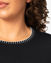 Melissa Paige Plus Whip Stitch Elbow-Sleeve Knit Sweater, Macy's Exclusive