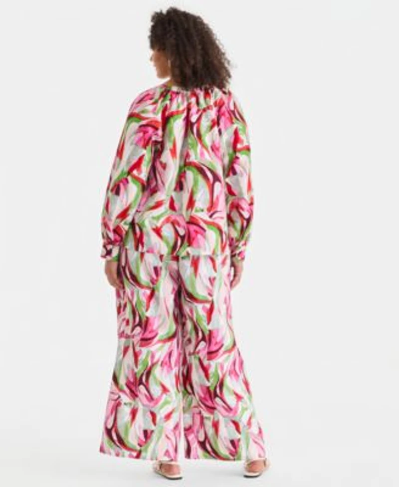 I.N.C. International Concepts Plus Size Linen Top Wide Leg Pants Macys Exclusive