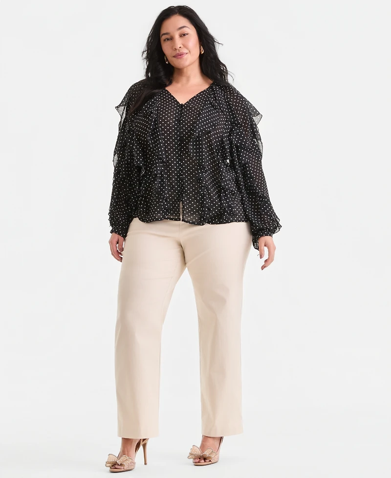 I.n.c. International Concepts Plus Mid-Rise Pull-On Straight-Leg Pants, Created for Macy's