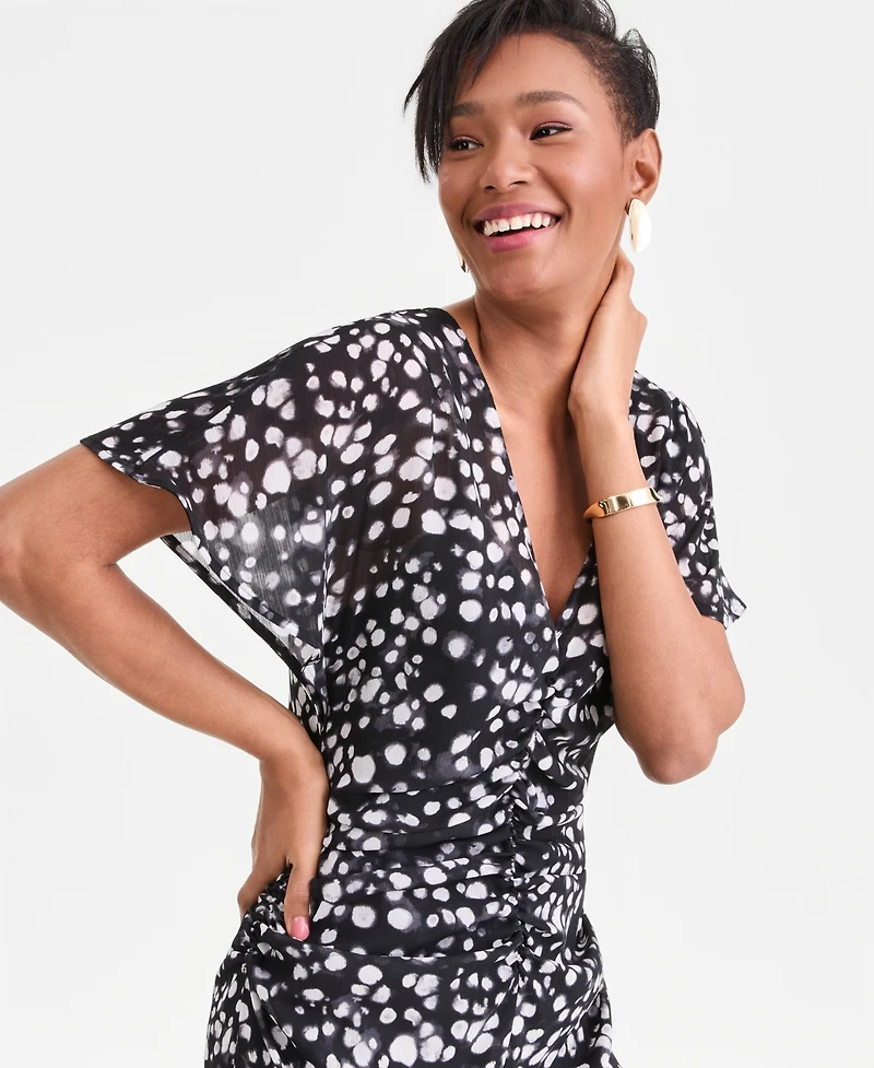 I.n.c. International Concepts Women's Printed Ruched Midi Dress, Macy's Exclusive