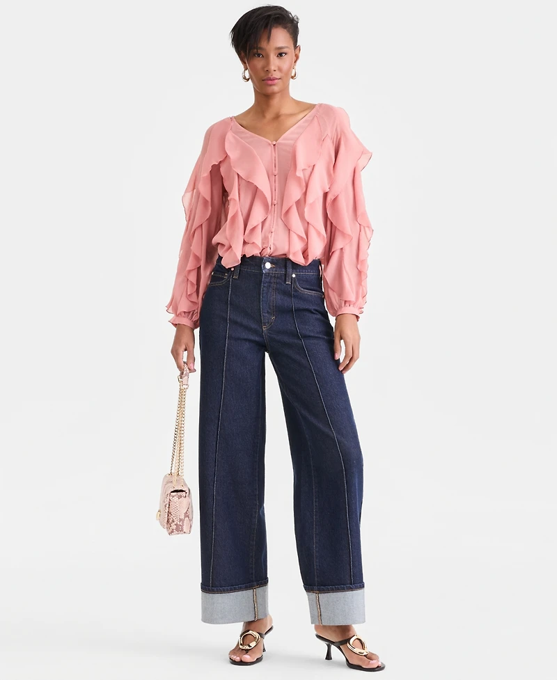 I.n.c. International Concepts Women's High-Rise Cuffed Wide-Leg Jeans, Macy's Exclusive