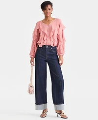 I.n.c. International Concepts Women's High-Rise Cuffed Wide-Leg Jeans, Macy's Exclusive