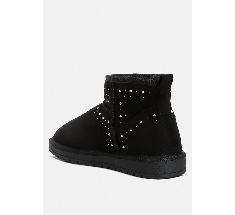 Womens winifred rhinestone embellished fur lined boots