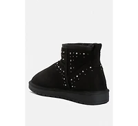 Womens winifred rhinestone embellished fur lined boots