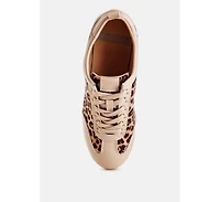 Narati Leopard Print Real Leather Sneakers