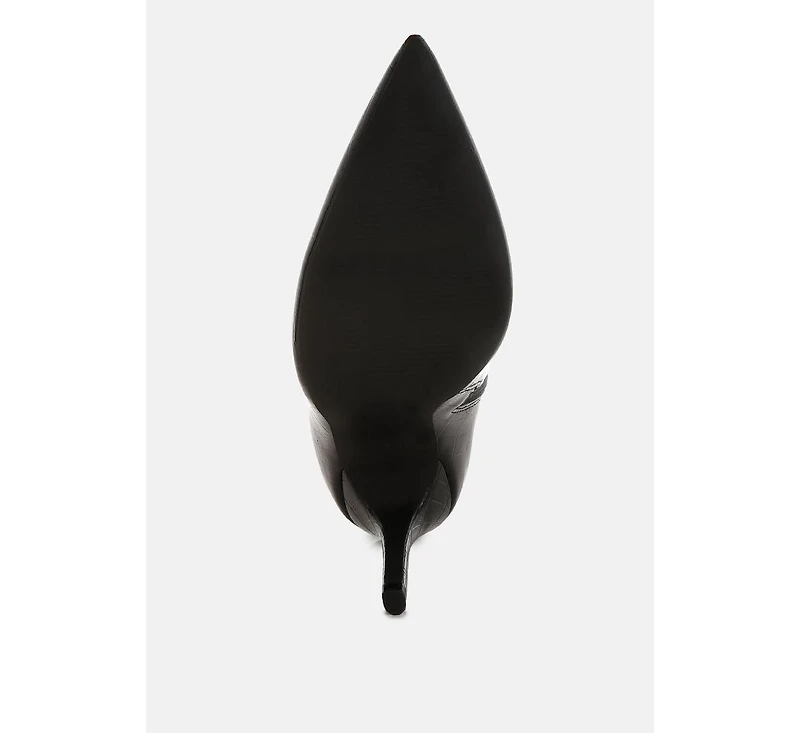 Kultrus Croco Stiletto Heel Mid-Calf Boots