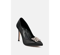 prisca high heel brooch detail pumps