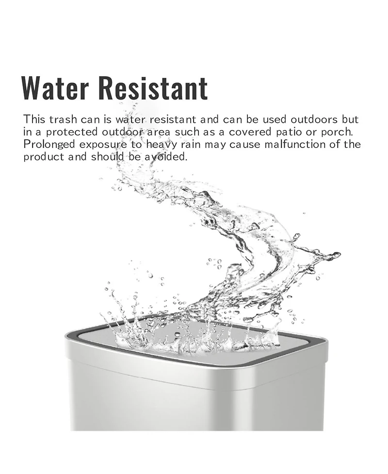Mega Casa 13 Gallon Stainless Steel Indoor Touchless Sensor Soft-Close Lid Trash Can