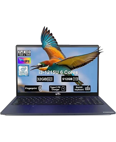 Nimo 15.6" Ips Fhd-Laptop Intel 6 Cores i3-1215U 32GB Ram 512GB Ssd 4.4GHz