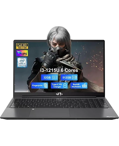 Nimo 15.6" Ips Fhd-Laptop Intel 6 Cores i3-1215U 32GB Ram 512GB Ssd 4.4GHz