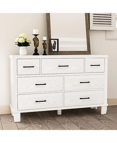 gaomon TrailBlaze Dresser with 7 Drawers, 51'' Modern Wood Dresser Wide Chest of Drawers Closet with Metal Handle Wood Rustic Tall Dressers Chest